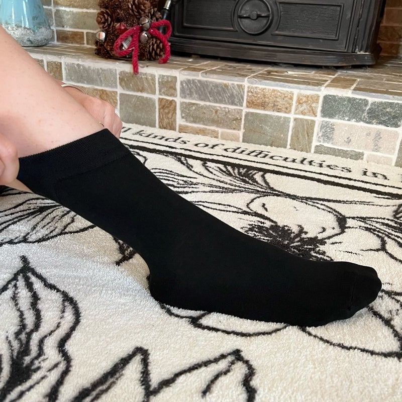 SERISIMPLE Women's Soft Thin Viscose Bamboo Crew Socks, Fit Stretchy Casual, Business, Dress Calf Sock 5 Pairs (US, Alpha, Large, Regular, Regular, Black) - Image 4